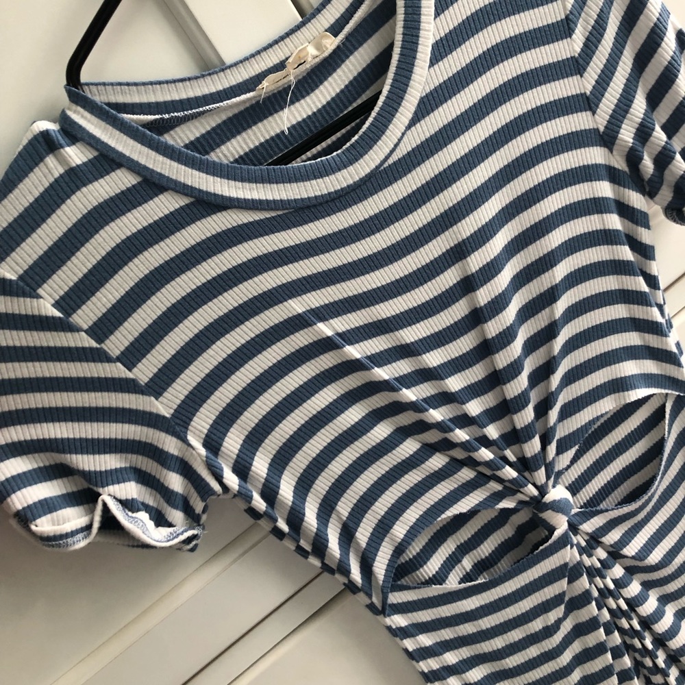 Light Blue and White Striped Dress